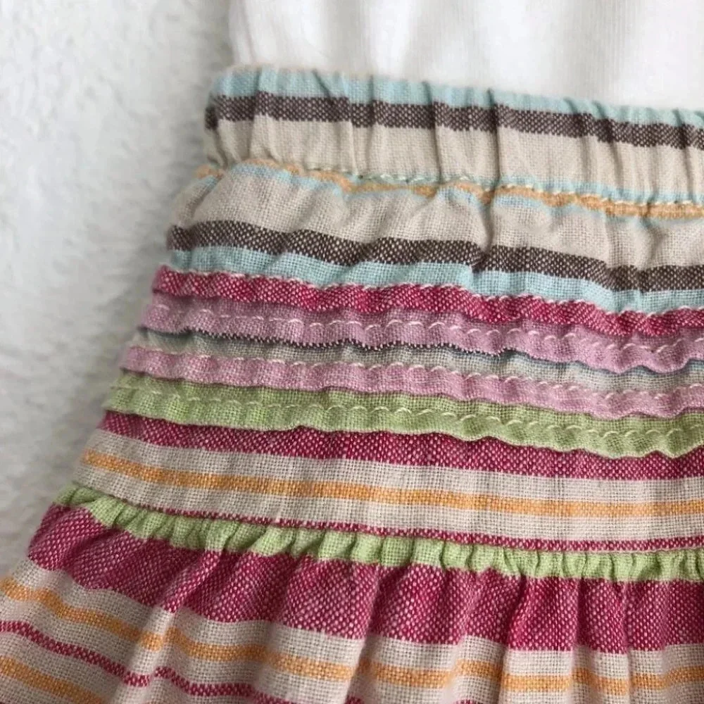 Baby Gap skirt outfit Bee Happy pastel linen stripes size 3-6 months‎